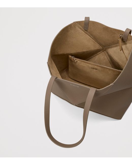 Loewe Brown Medium Leather Puzzle Fold Tote Bag