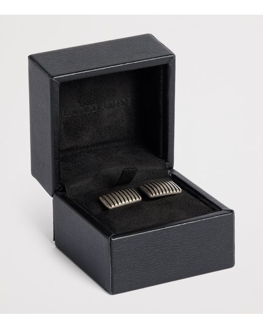 Giorgio Armani White Sterling Stripe-Effect Cufflinks for men