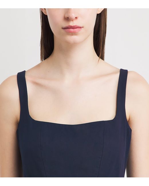 Maje Blue Poplin Embroidered Midi Dress