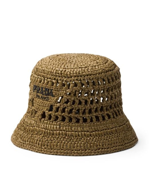Prada Green Woven Bucket Hat