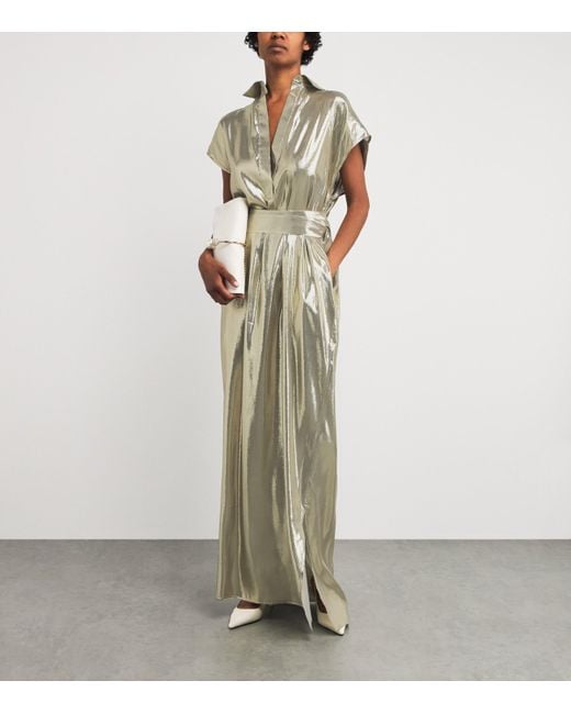 Sa Su Phi Green Silk-Blend Francesca Maxi Dress