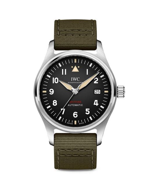 Iwc Black Stainless Steel Spitfire Pilot’S Watch 39Mm for men