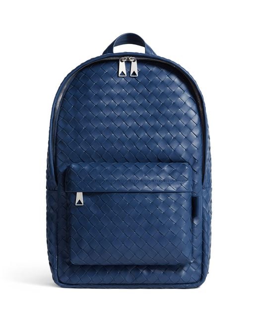 Bottega Veneta Blue Calfskin Intrecciato Backpack for men