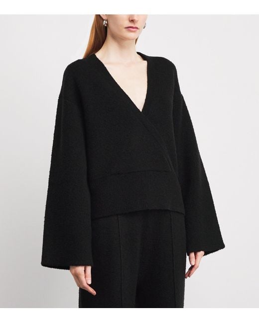 Aeron Black Wool-Blend Wrap Sweater