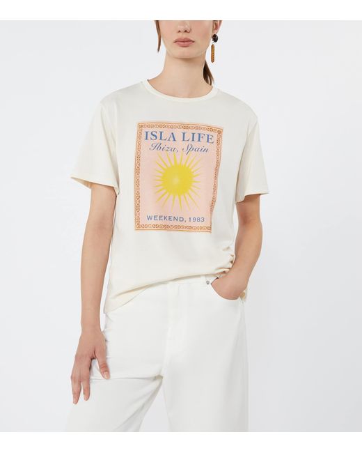 Weekend by Maxmara White Cotton Isla Life Graphic T-Shirt