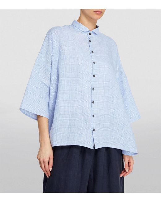 Eskandar Blue Check Peter-pan-collar Shirt