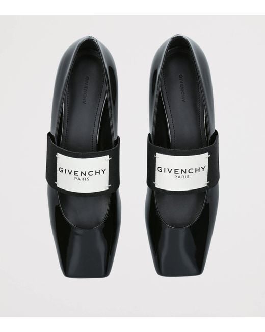 Givenchy Black Leather Squared Toe Ballet Flats