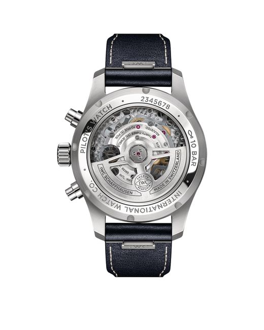 Iwc Blue Stainless Steel Pilot's Chronograph Watch
