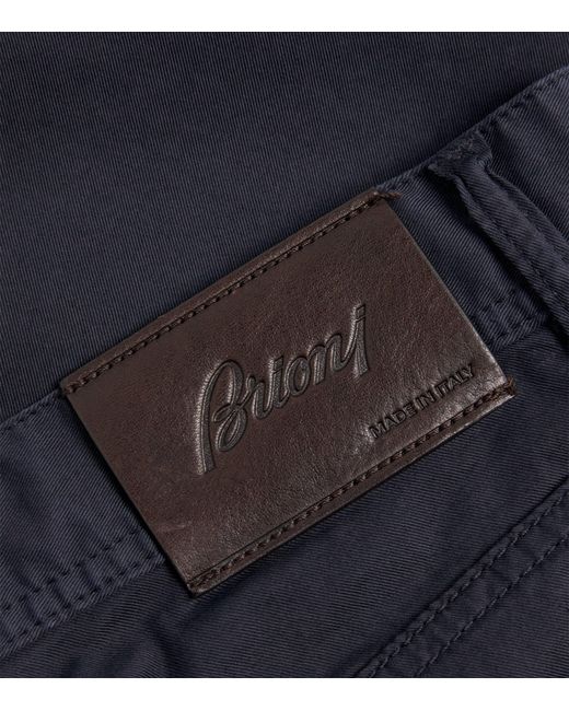 Brioni Blue Stretch-Cotton Chinos for men