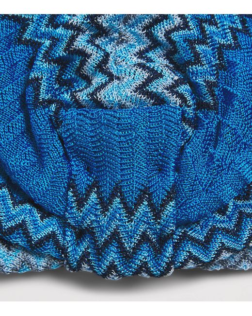 Missoni Blue Knot-Front Zigzag Turban