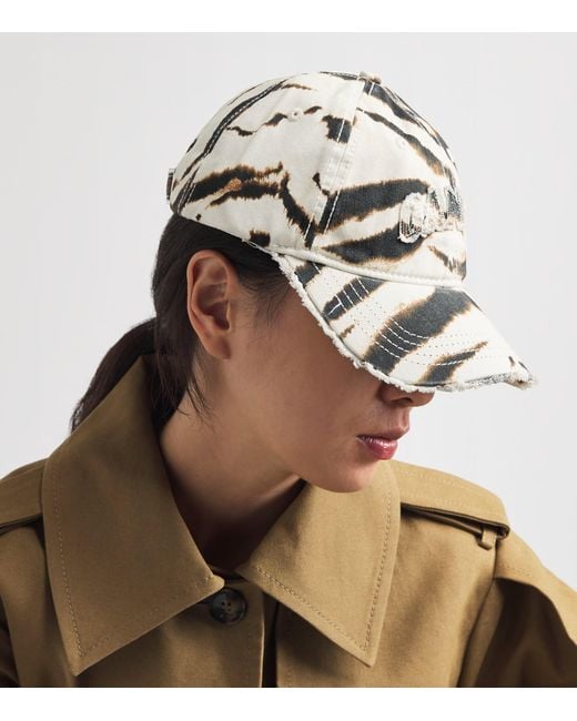 Ganni Metallic Organic Canvas Zebra Baseball Cap