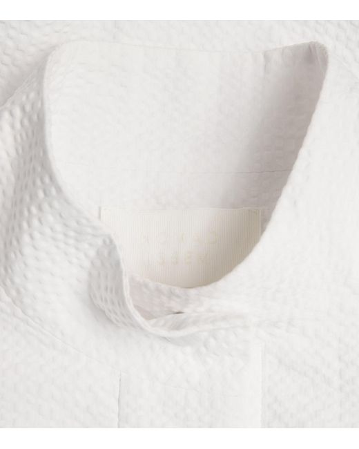 Nomadissem White Seersucker Cotton Midi Dress