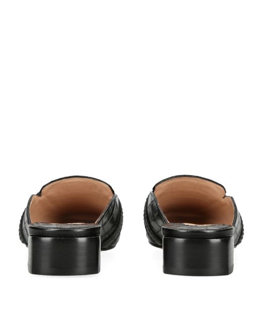 Tom Ford Black Leather Croc-Embossed Whitney Mules 25