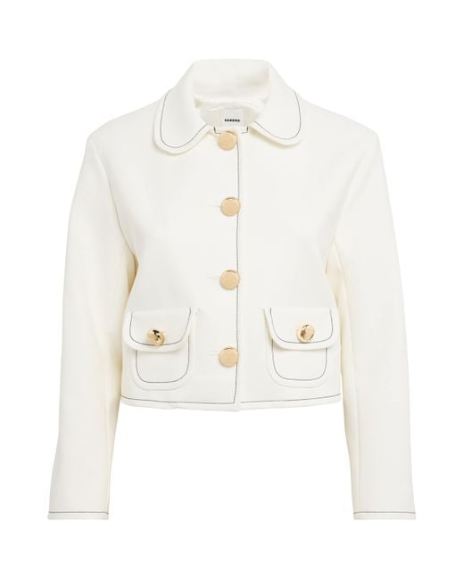 Sandro White Peter Pan Collar Jacket