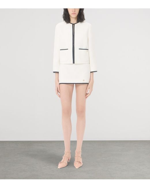 Valentino Natural Cotton Tweed Mini Skirt