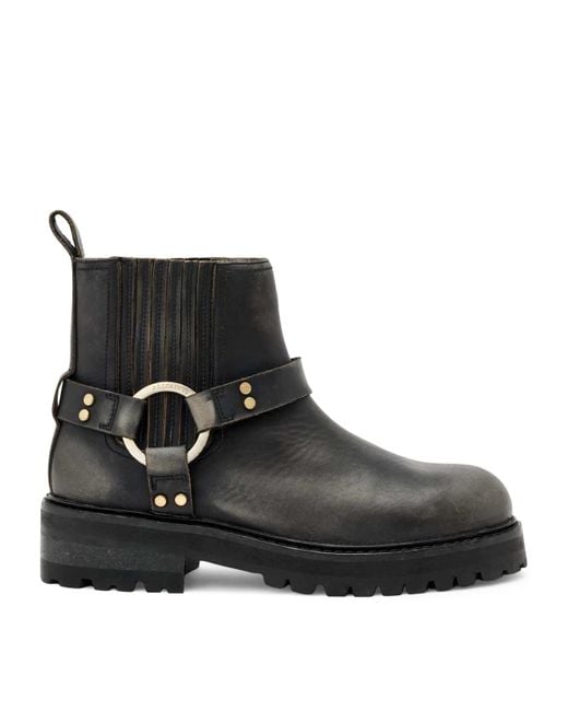 AllSaints Black Leather Maddie Biker Boots