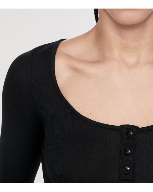 AllSaints Black Jules Henley Long-Sleeve T-Shirt