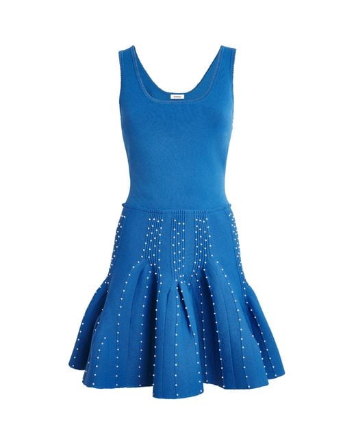 Sandro Blue Embellished Knit Mini Dress
