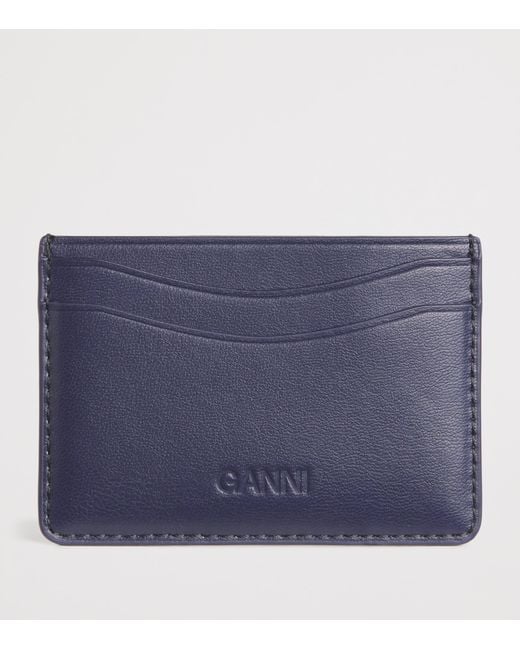 Ganni Blue Recycled Leather Bou Card Holder