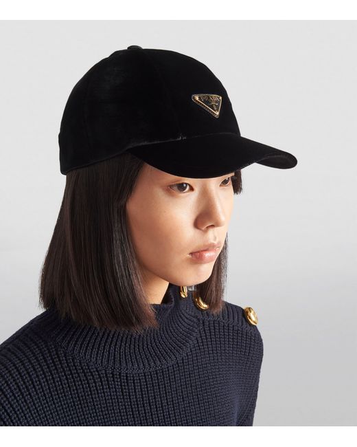 Prada Black Velvet Baseball Cap