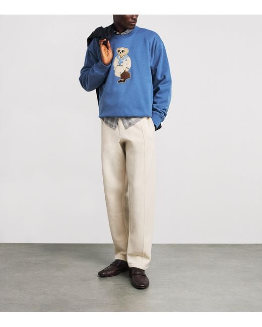 Ralph Lauren Blue Cotton-Cashmere Polo Bear Sweatshirt for men