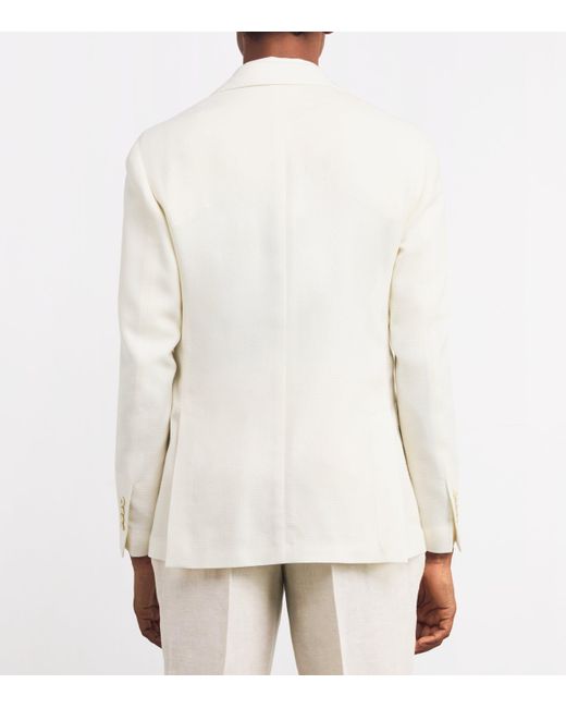 Lardini White Wool-Blend Iconic Drop 7 Blazer for men