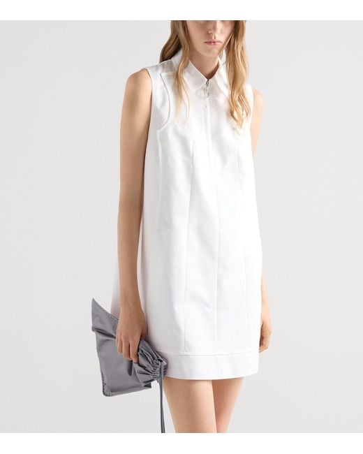 Prada White Cotton Mini Dress
