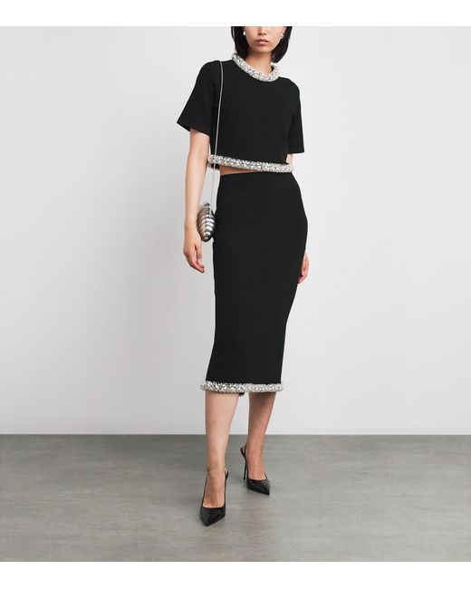 Jonathan Simkhai Black Embellished-Trim Ozelle Top