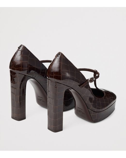 Jimmy Choo Brown Marene 120 Leather Mary Jane Pumps