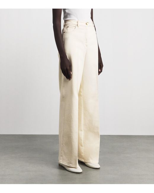 Agnona White Cotton-Cashmere Straight Jeans
