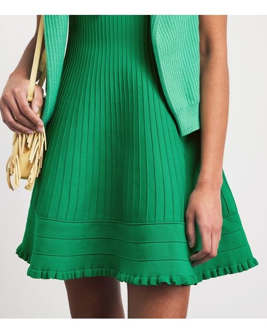 Maje Green Knitted Skater Mini Dress