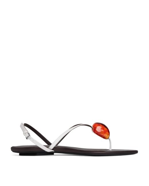 Alaïa White Leather Invisible Jewel Sandals