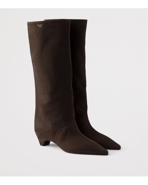 Prada Brown Suede Heeled Boots 40
