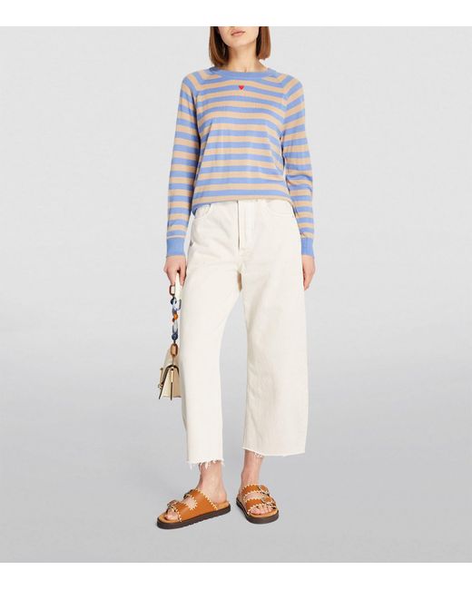 MAX&Co. Blue Wool Crew-neck Striped Sweater