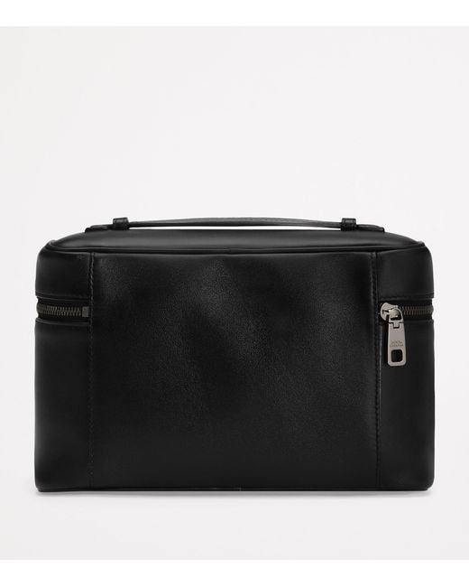 Dolce & Gabbana Black Leather Logo Plaque Toiletry Bag for men