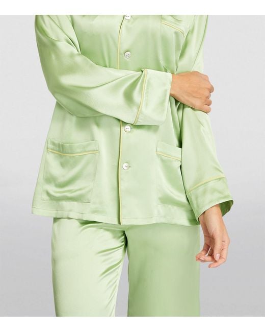 Olivia Von Halle Green Silk Yves Pyjama Set