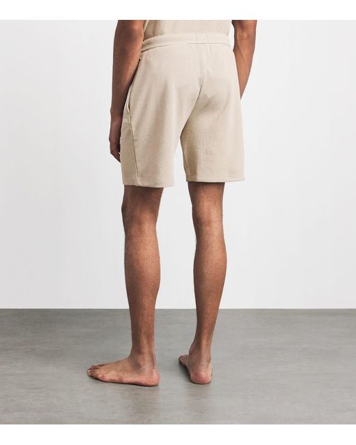 Boss Natural Cotton-Blend Waffle-Knit Shorts for men