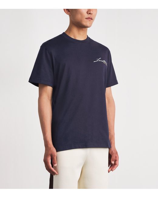 Lacoste Blue French Made Signature Embroidery T-Shirt for men
