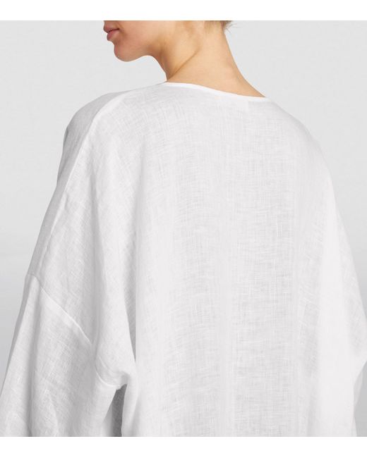 Eskandar White Linen Front-placket Shirt