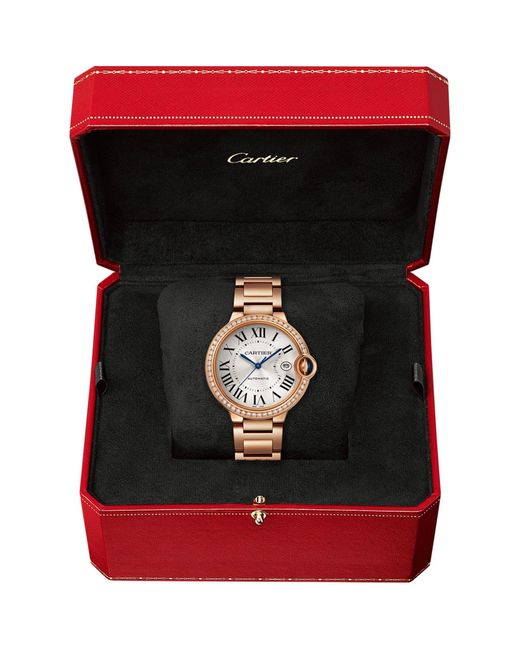 Cartier Metallic Rose Gold And Diamond Ballon Bleu De Watch 40mm