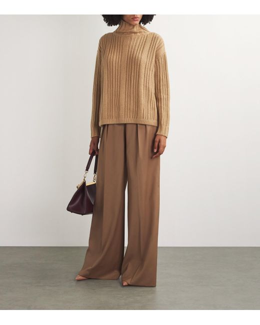 Max Mara Brown Wool Ribbed Sweater