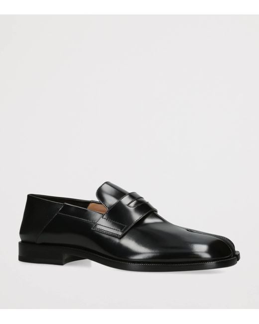 Maison Margiela Black Leather Tabi Loafers for men