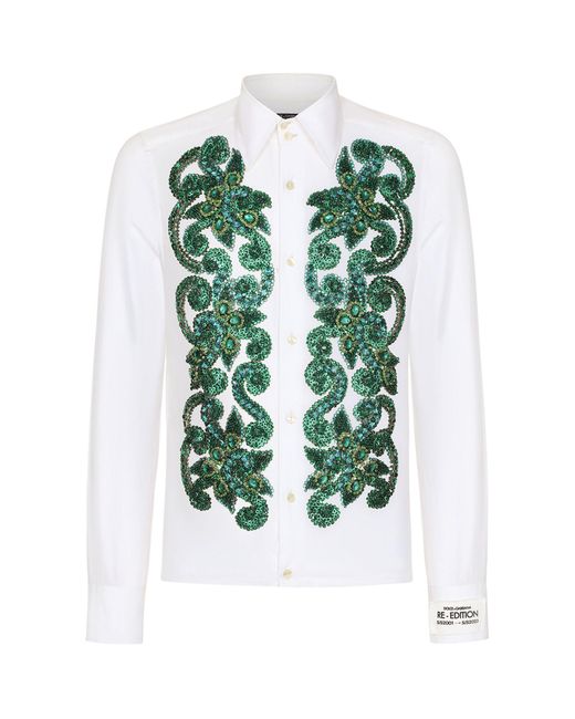 Dolce & Gabbana Green Crystal-detail Shirt for men