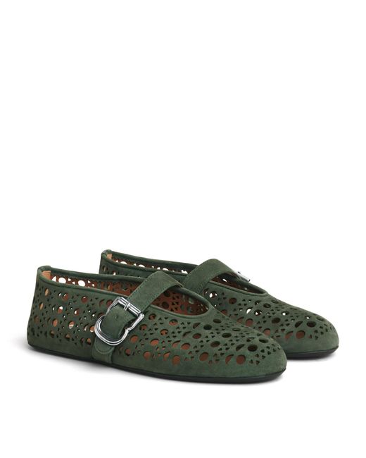 Alaïa Green Suede Vienne Ballet Flats