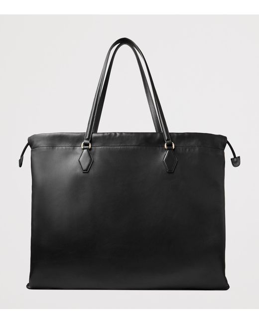 Jimmy Choo Black Large Leather Drawstring Tote Bag