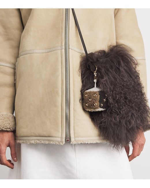 Yves Salomon Metallic Merino Shearling Dice Keyring