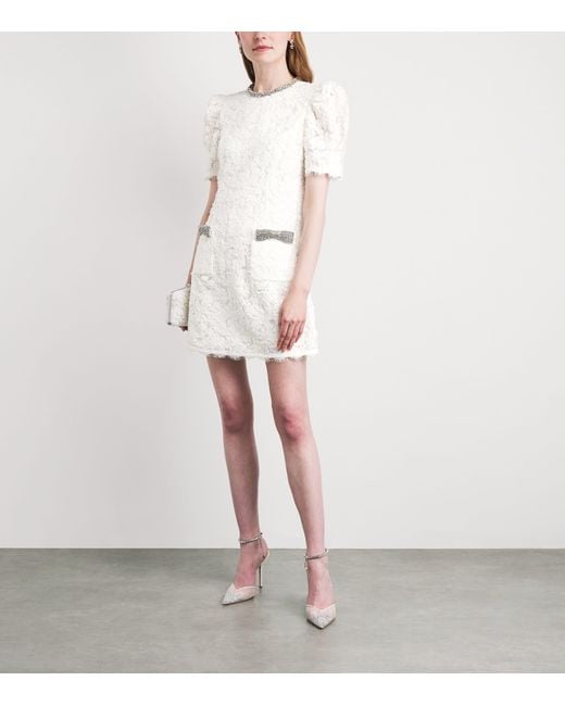 Rebecca Vallance White Crystal-Trim Dillon Mini Dress