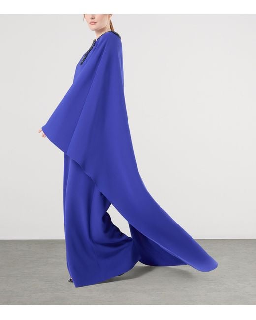 Marina Rinaldi Blue X Tony Ward Embellished-Neck Maxi Dress