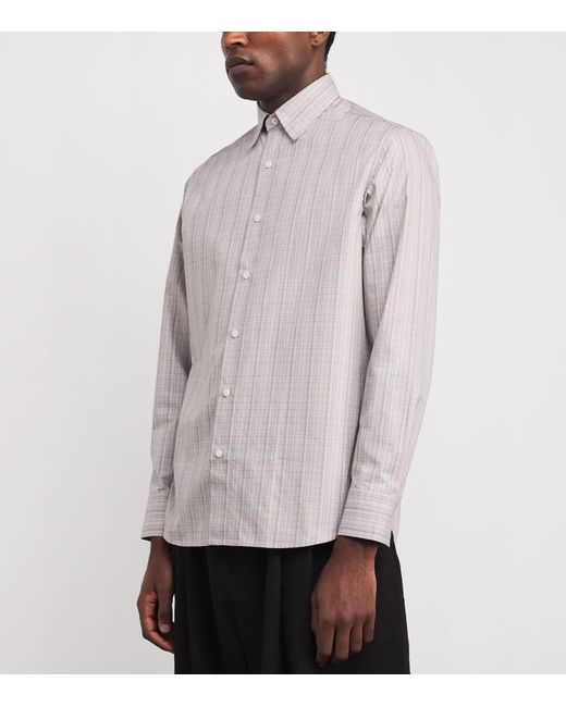 Brioni Gray Cotton Check Shirt for men