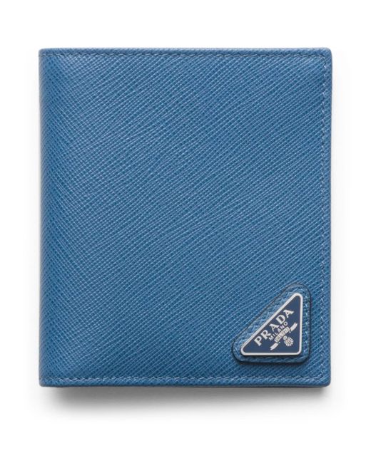 Prada Saffiano Leather Bifold Wallet in Blue for Men Lyst UK